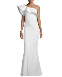 La Petite Robe Elisse One-Shoulder Ruffle Mermaid Gown at Neiman Marcus